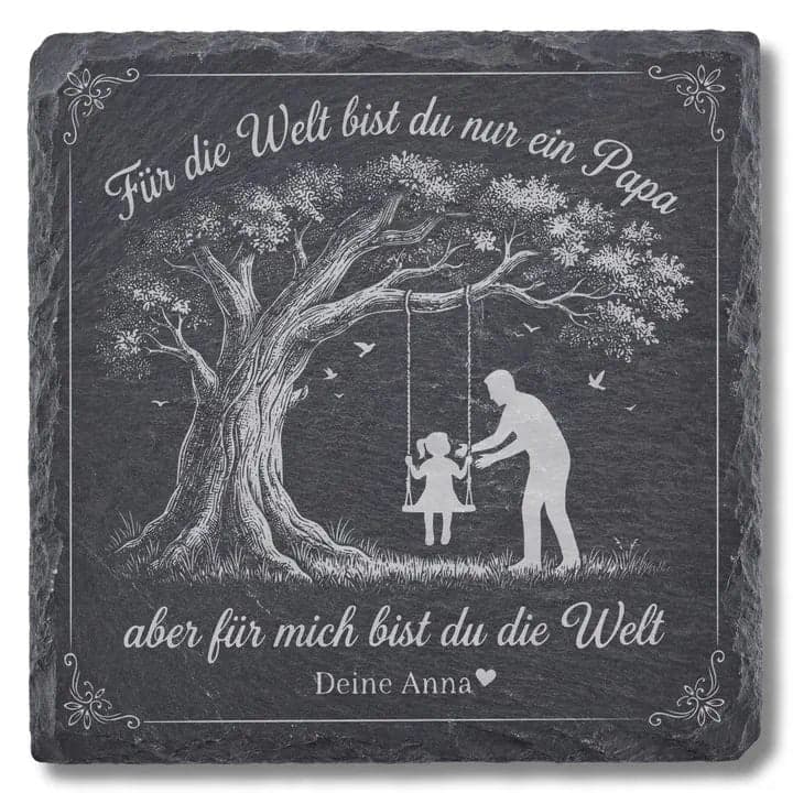 Schieferuntersetzer Spruch „Für die Welt bist du ein Papa“ – Vatertag