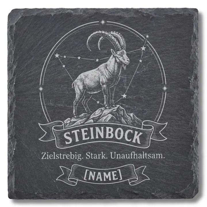 Schieferuntersetzer Steinbock Sternzeichen – Personalisiert