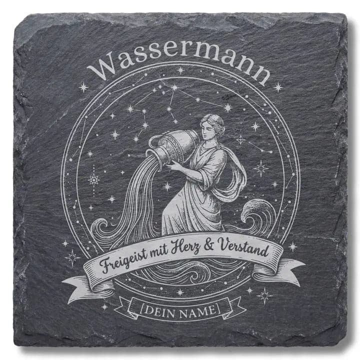 Schieferuntersetzer Wassermann Sternzeichen – Personalisiert