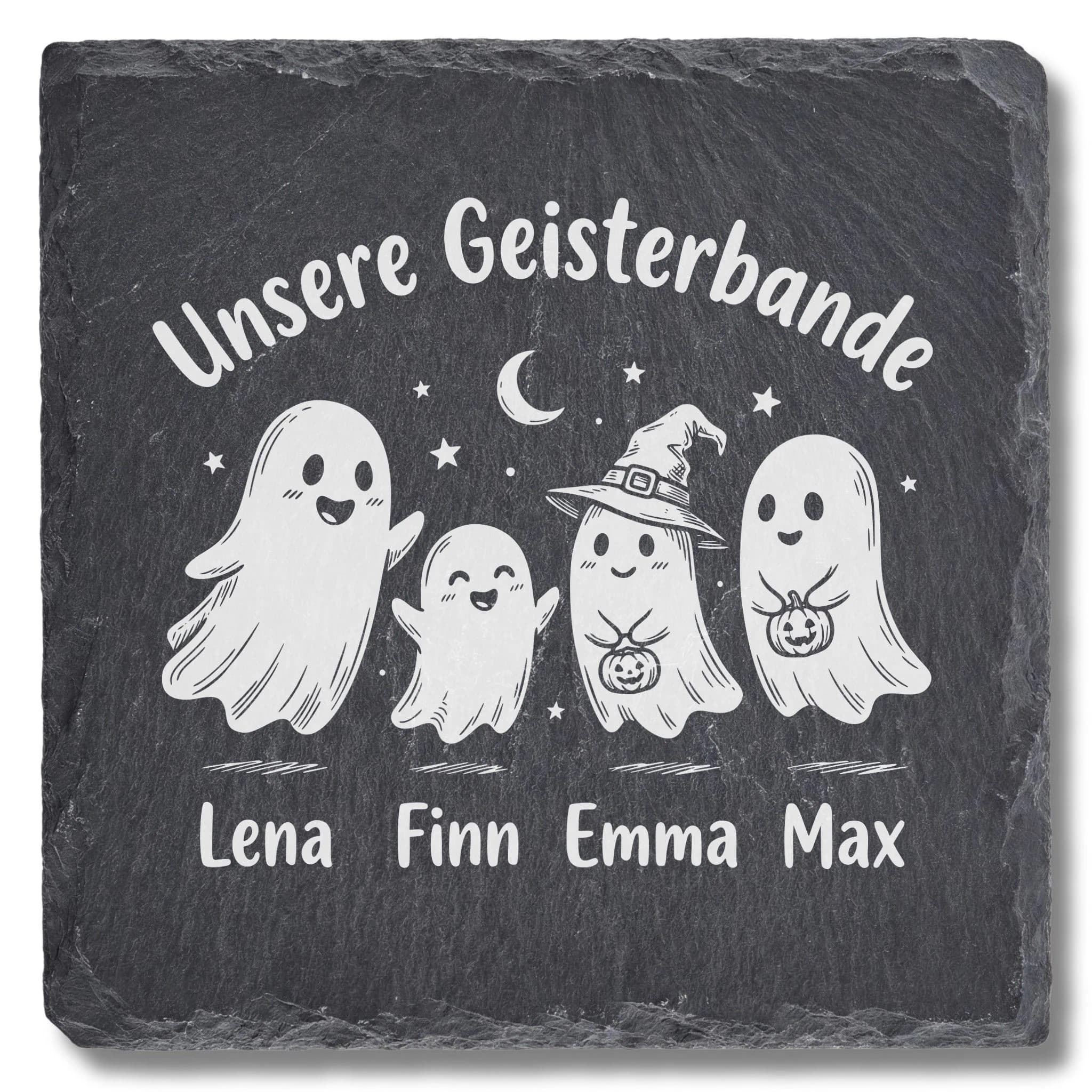 Halloween Schieferuntersetzer – Unsere Geisterbande | mit Namen