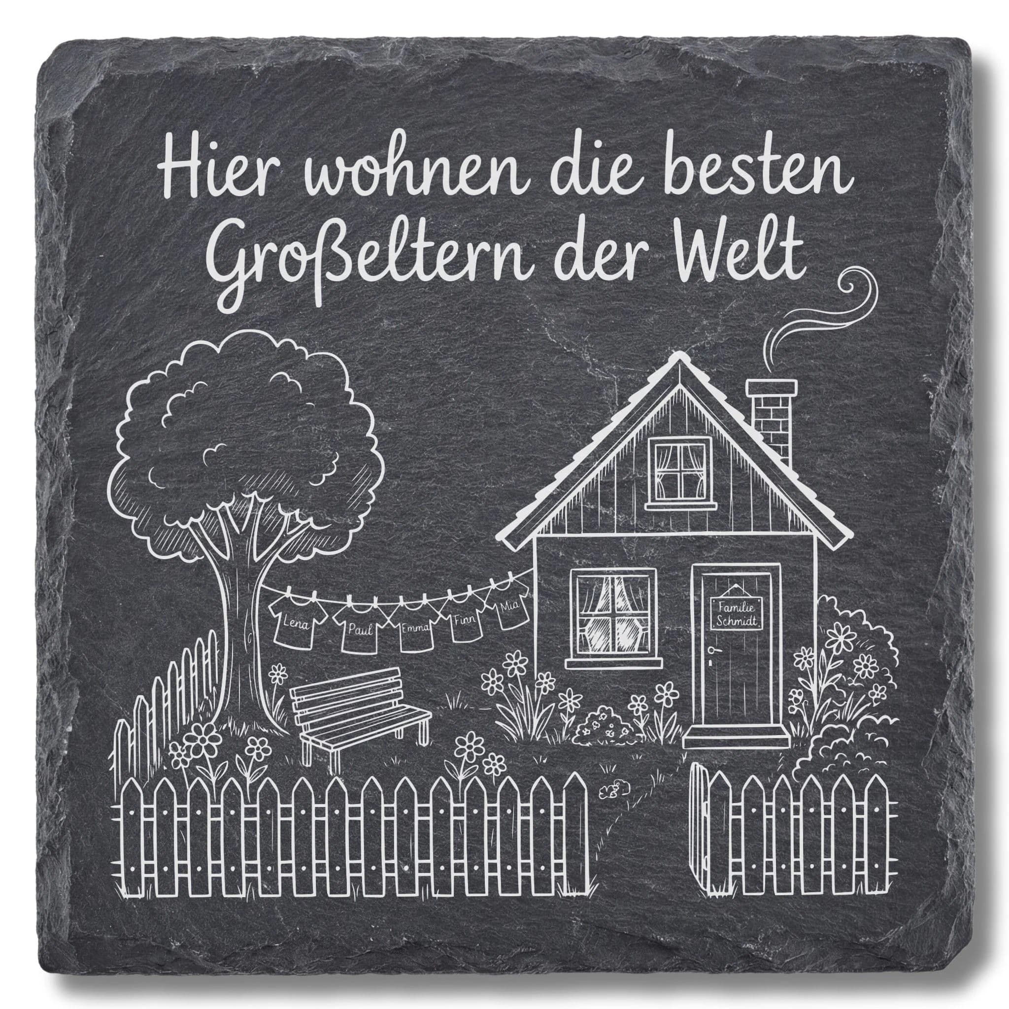 Beste Großeltern der Welt – Schieferuntersetzer mit Enkelnamen